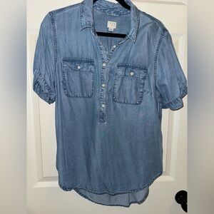 a new day Blue Button-Up Tunic Top